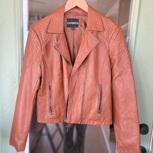 Express Women's Rust-Tone Quilted Leather Moto Jacket